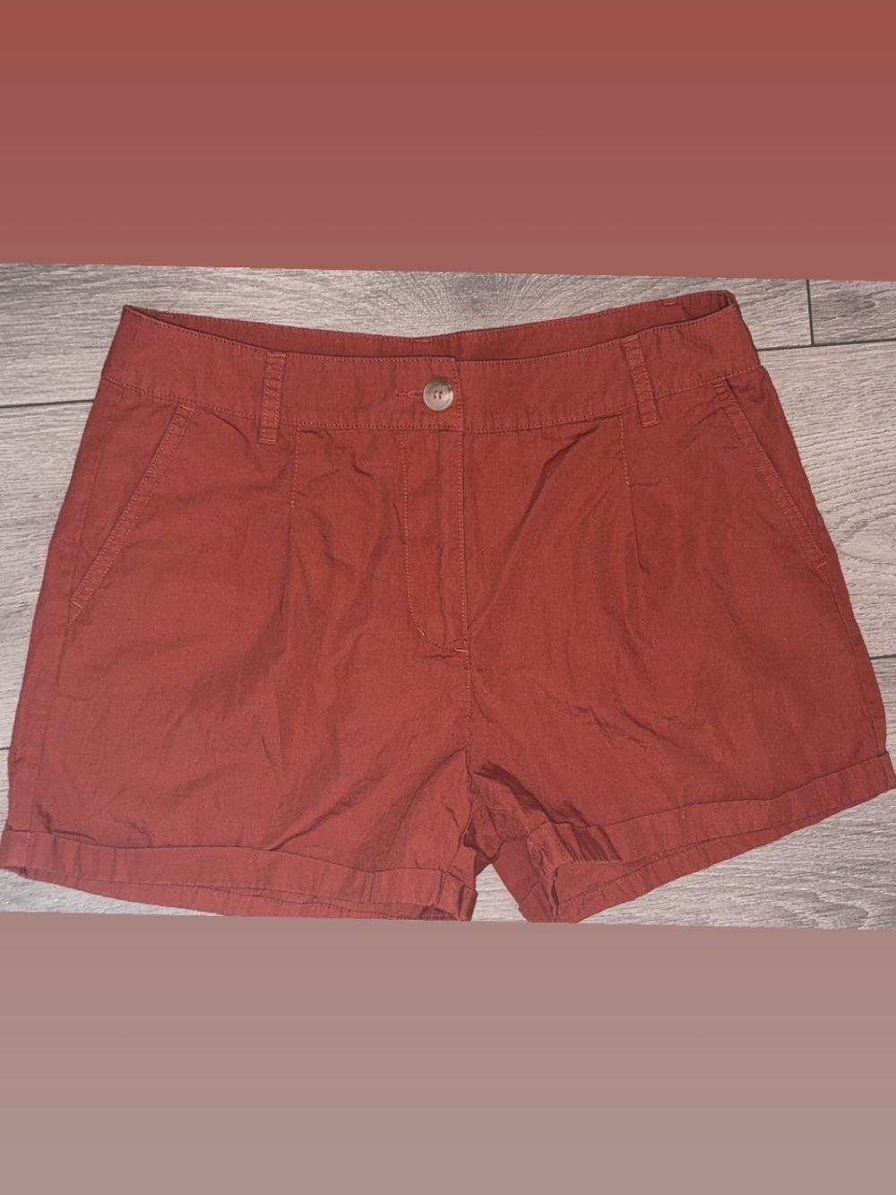 Forever 21 Size L High Rise Chino Shorts Cotton Twill 3" Inseam Rust